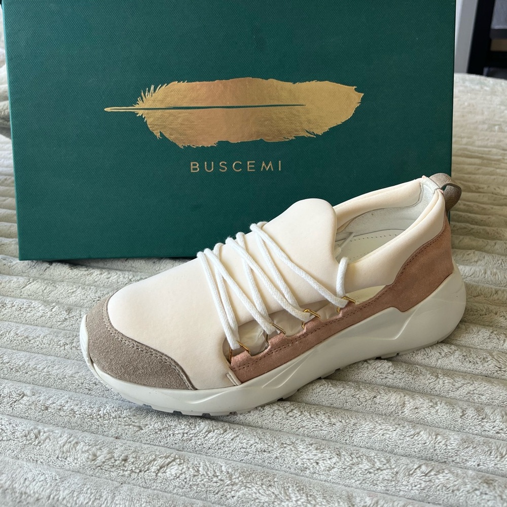 Buscemi Cream and Tan Sneakers Modern Design